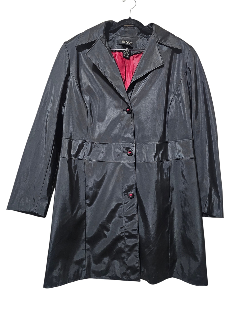 Lane Bryant Black Trench Coat with Dark Red Lining